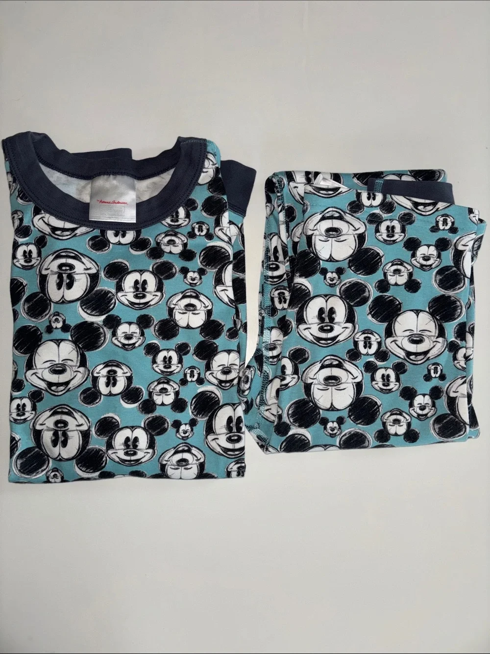 Hanna Anderson Disney Teal and Black Mickey Mouse Pajama Set